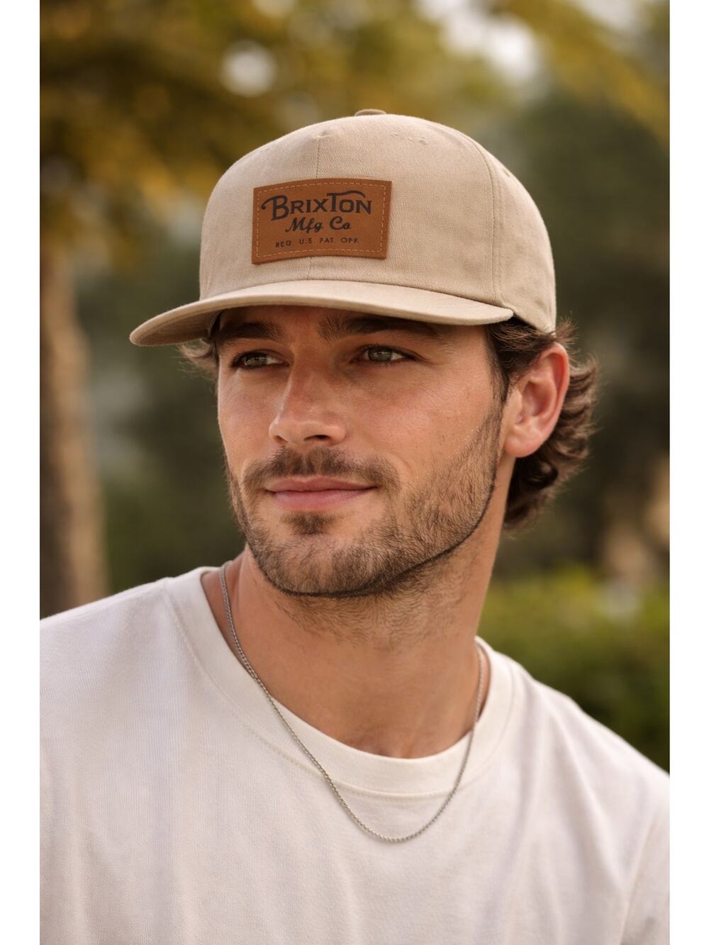 Brixton Snapback Hat Mens One Size Beige Grade MP Snapback Cotton Logo Cap NWT